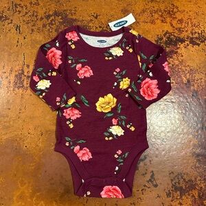 NWT Old Navy Burgundy Fall Floral Onesie